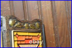 Old Style Beer Lighted 3 Panel Sign Tiffany Vintage 1976 Lights Up Parts Repair