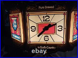 Old Style Beer Plastic Stain Glass Look Bar Cash Register Light Up Clock Sign