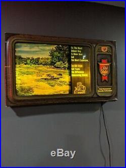 Old Style Beer Scrolling Motion Television Water Lighted Sign Vintage