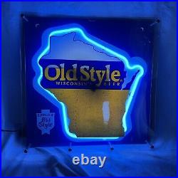 Old Style Beer State Of Wisconsin Neon Sign Vintage ©1994 Bar Man Cave Decor
