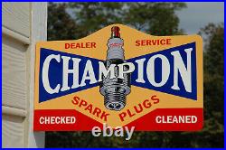 Old Style Champion Spark Plug Vintage Type Steel Flange Sign USA Made
