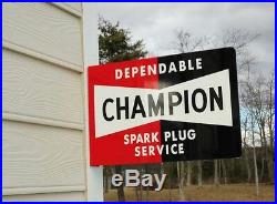 Old Style Champion Spark Service Plug Bowtie Vintage Type Flange Sign USA Made