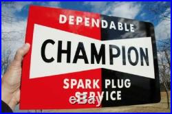 Old Style Champion Spark Service Plug Bowtie Vintage Type Flange Sign USA Made