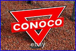Old Style Conoco Gas Oil Vintage Type Steel Flange Sign USA Made
