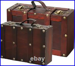 Old Style Decorative Suitcase with Stripes, Small Vintage Wooden Suitcase Box wi