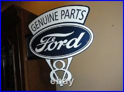 Old Style Ford Motor V8 Genuine Parts Dicut Flange Vintage Style Sign USA Made