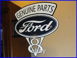 Old Style Ford Motor V8 Genuine Parts Dicut Flange Vintage Style Sign USA Made