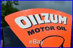 Old Style Oilzum Motor Oil Vintage Type Steel Flange Sign USA Made Thick Steel