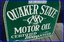 Old Style Quaker State Motor Oil & Gas 1-sided Vintage Type Steel Sign USA Made