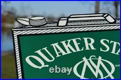 Old Style Quaker State Motor Oil Vintage Type Oil Can Flange Sign Made In USA