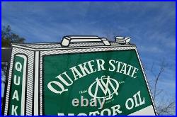 Old Style Quaker State Motor Oil Vintage Type Oil Can Flange Sign Made In USA