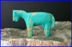 Old Style Vintage Zuni Turquoise Horse Fetish Carving By Ellen Quandelacy (D)
