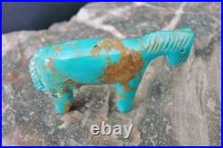 Old Style Vintage Zuni Turquoise Horse Fetish Carving By Ellen Quandelacy (D)
