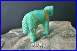 Old Style Vintage Zuni Turquoise Horse Fetish Carving By Ellen Quandelacy (D)