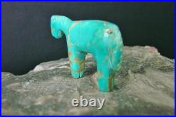 Old Style Vintage Zuni Turquoise Horse Fetish Carving By Ellen Quandelacy (D)
