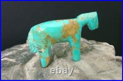 Old Style Vintage Zuni Turquoise Horse Fetish Carving By Ellen Quandelacy (D)
