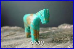 Old Style Vintage Zuni Turquoise Horse Fetish Carving By Ellen Quandelacy (D)