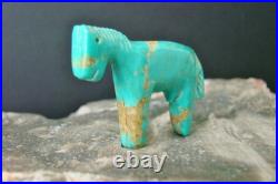 Old Style Vintage Zuni Turquoise Horse Fetish Carving By Ellen Quandelacy (D)