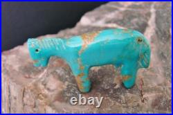 Old Style Vintage Zuni Turquoise Horse Fetish Carving By Ellen Quandelacy (D)