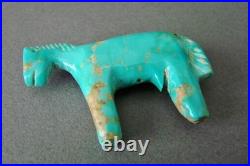 Old Style Vintage Zuni Turquoise Horse Fetish Carving By Ellen Quandelacy (D)
