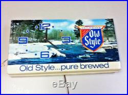 Old Style lager beer sign vintage wall clock water scene light box lighted bar