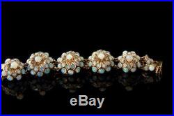 Old Victorin Style Cluster Opal 8k Yellow Gold Bracelet D92-01
