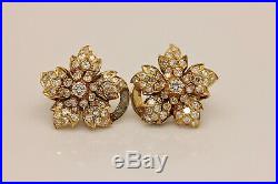 Old Vintage 14k Gold Diamond Decorated Flower Style Pretty Earring