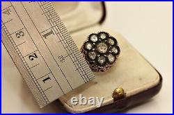 Old Vintage 8k Gold Natural Rose Cut Diamond Deorated Ottoman Style Ring