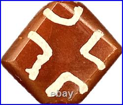 Old Vintage Antique Himalayan Style Etched Pained Carnelian Agate Beads Pendant
