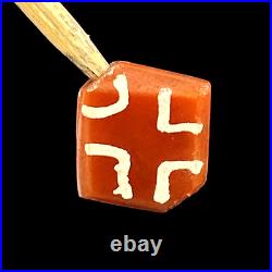Old Vintage Antique Himalayan Style Etched Pained Carnelian Agate Beads Pendant