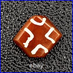 Old Vintage Antique Himalayan Style Etched Pained Carnelian Agate Beads Pendant