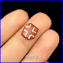 Old Vintage Antique Himalayan Style Etched Pained Carnelian Agate Beads Pendant