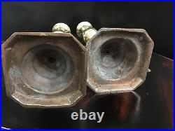 Old/Vintage Brass Candle Holders 11.5 Diamond Beehive Style Stunning