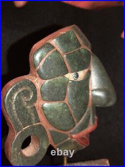 Old Vintage Carved Stone Mexican Aztec Inca Mayan Style Face Sculpture