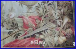 Old Vintage Flowers Floral Roses French Aubusson Style Tapestry Cloth Textile