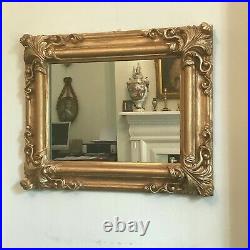 Old Vintage French Style Elegant Gold Decorated Wall Mirror 22 x 18 1/4 inches