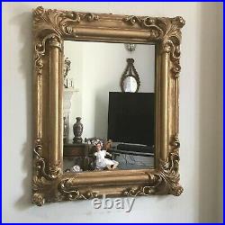 Old Vintage French Style Elegant Gold Decorated Wall Mirror 22 x 18 1/4 inches
