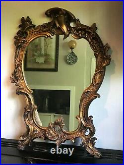Old Vintage French Style Rococo Gold Decorated Wall Mirror Resin Cast Frame