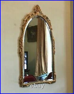 Old Vintage Gold Spelter Metal French Ormolu Style Rococo Wall Bevelled Mirror