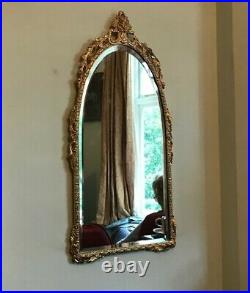 Old Vintage Gold Spelter Metal French Ormolu Style Rococo Wall Bevelled Mirror