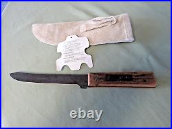 Old Vintage Green River Hand Forged Knife & Indian Style Beaded Leather Sheath