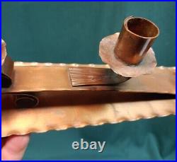 Old Vintage Hammered Copper Mission Arts and Crafts Style Candleholder