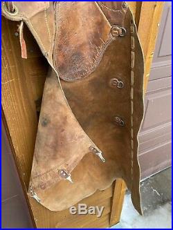 Old Vintage Leather Chaps/Chinks Batwing style with Conchos
