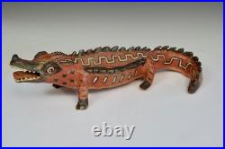 Old Vintage Mexican Aztec Style Pottery Animal Figure Mythical Crocodile
