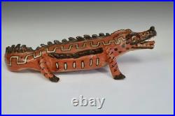 Old Vintage Mexican Aztec Style Pottery Animal Figure Mythical Crocodile