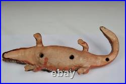 Old Vintage Mexican Aztec Style Pottery Animal Figure Mythical Crocodile