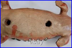Old Vintage Mexican Aztec Style Pottery Animal Figure Mythical Crocodile