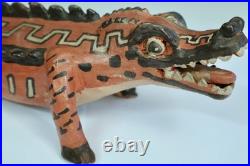 Old Vintage Mexican Aztec Style Pottery Animal Figure Mythical Crocodile