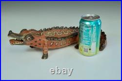 Old Vintage Mexican Aztec Style Pottery Animal Figure Mythical Crocodile