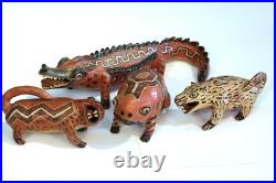 Old Vintage Mexican Aztec Style Pottery Animal Figure Mythical Crocodile